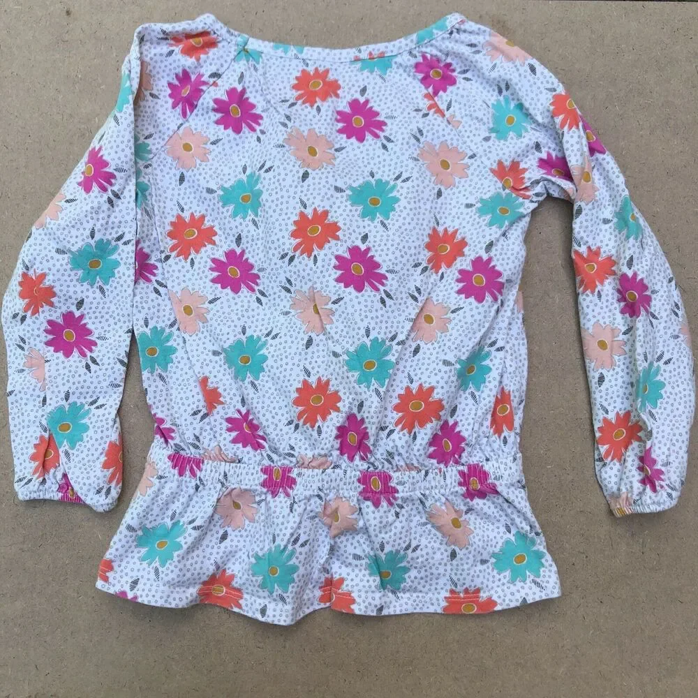 Genuine Kids from Oshkosh B'gosh Pink Gray Floral Tunic Girls Toddler 4T